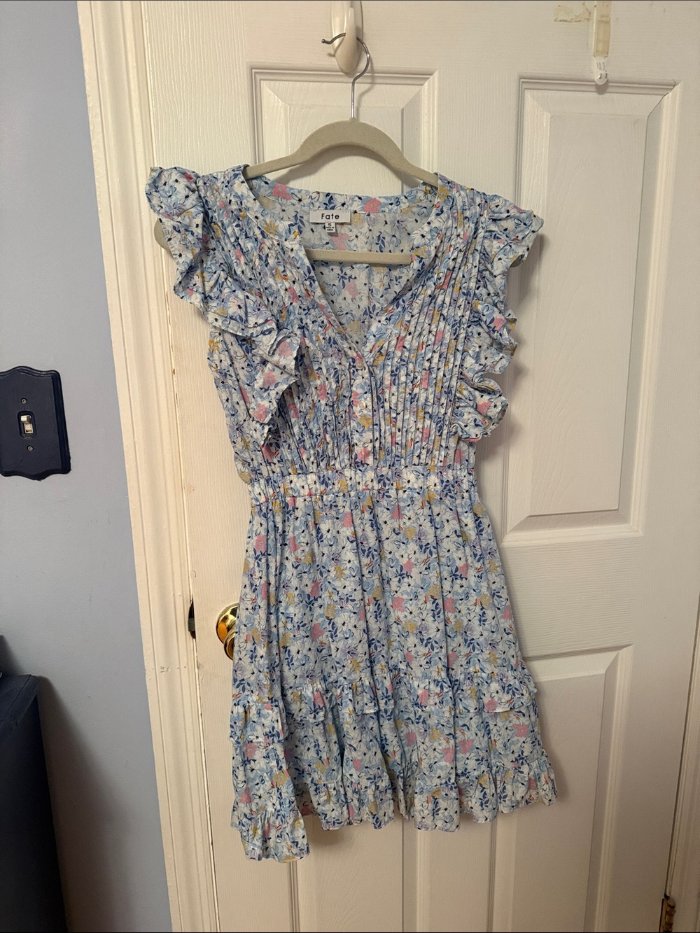 Fate Blue Floral Ruffled  Dress